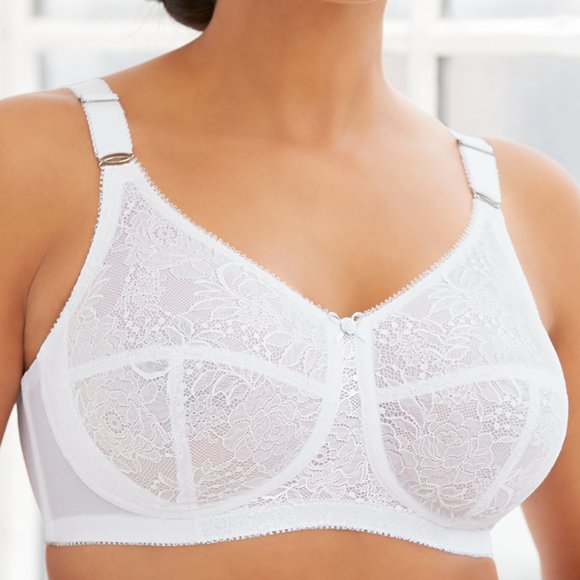 Glamorise 50H COMFORT LIFT Bra (COTTON-LINED) Wireless (SIDE-BONES) WHITE NEW - Picture 3 of 16